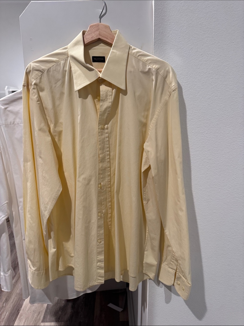 Valentino Men's Light Yellow Long-Sleeve Dress Shirt
